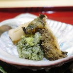 銀座 しのはら - 千葉県大原産　鮑、
      　滋賀県産　肝シャリと