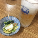 鳥源 - キンキのビールとお通し