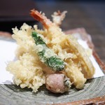 麓屋 - 海老と野菜の天せいろ
天ぷら部分