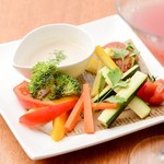 Bagna cauda with colorful vegetables