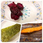 波止場食堂 山下中華店 - 焼きサケ定食のおかず