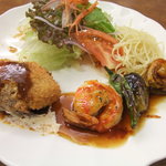瑠美 - エビとホタテのプロシェット＆クリームコロッケ