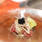 よろにく - カメノコの炙りに松茸キャビア乗せ