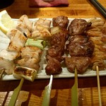 串もん利げん - 串もん5本セット（むね、ねぎま、カシラ、タン、白モツ）650円