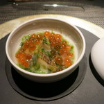 エクアトゥール - 黒あわびにいくらと青のりソース