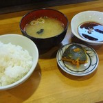 天ぷら れんと - バラエティ定食　ご飯、味噌汁、天液、セルフのカボチャ煮物