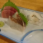 炉ばた焼　しばらく - 刺身３種(201610)