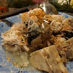 天史朗鮨 - 鰤の頭の塩煮　かんずりの七味を沢山掛けて