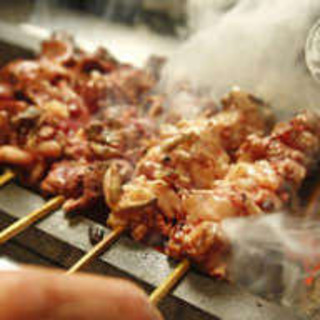 Charcoal-grilled Yakitori (grilled chicken skewers) grilled right in front of you!
