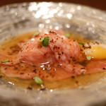 虎白 - 「煮物」60度で熱通した牛肉　2016年5月