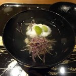 お通し　重陽なので食用菊をあしらって