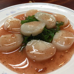 清加和 - ホタテ刺身梅肉ソース掛け