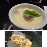 いずみ田 - ◆茶碗蒸し・・小さめの「鶏肉」一切れと銀杏が入り、普通に美味しい。
            ◆デザートはわらび餅。