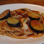 Spaghetti Arrabiata with Eggplant and Mozzarella