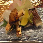 お造り（松茸、かます炙り、しまあじ、クエ、イカ）