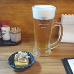 鶏乃元 - お通し２００円＆生ビール４２０円税別