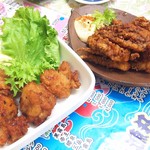 大漁丸 - 鶏唐揚げ、イカゲソ唐揚げ