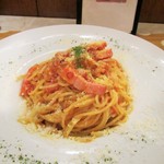 イタリア料理 グランカッロ - ベーコンとオニオン、赤唐辛子のトマトソース　アマトリチャーナ。1000円