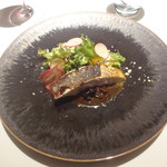 レストランエール - 魚料理：スズキ　キノコのソース