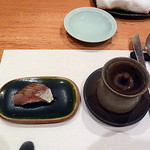 南海荘 - カマスの握りと松茸のお吸い物