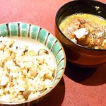 STEAK-KAPPO  TSUKI - ガーリックライスと伊勢海老の頭のお味噌汁