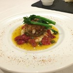 ラ ヴィオレッタ - 白子ソテー焦がしバターとフレッシュトマト
      つるむらさきの香りもGood!