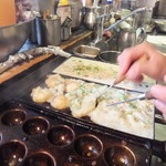 福えびす - 大玉：銅板１面１０穴：２面焼き中