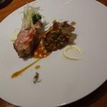 丹波地鶏のアサード　かぼちゃ　しろ菜（丹波／松塚／五條）
          アリオリとトリ醤油、山椒とシナモン