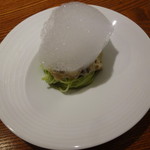 アバロッツ - 大和真菜の香りの三輪手延べパスタ（桜井／松塚）
      牡蠣のタルタルとレモンエア