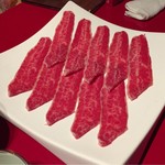 桜庵 - ピリカラスープ馬しゃぶ：お肉♪