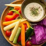 Bagna Cauda with homemade sauce and vegetable flower garden
