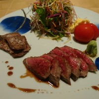 あ吽 - 「焼物」はステーキ&牛タン。和牛料理はやはり絶品です。