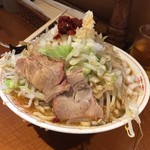 ぽっぽっ屋 - 味噌ラーメン 野菜増し、玉ねぎ増し、ニンニク増し、辛味噌増し 820円也