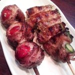 興 - 「トマト巻き」「アスパラ巻き」：食感を残した野菜、ジューシーな豚肉は相性良し！