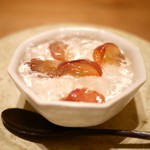 神楽坂 石かわ - 水菓子　ピオーネと梨　アーモンドゼリーとココナッツ