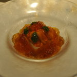 レストラン プランデルブ北鎌倉 - 前菜（かぶのブランマンジェとコンソメジュレ、うに添え）