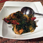 ベンガル料理プージャー - 海老とほうれん草炒め1,000円