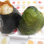 Homareya - 舞茸とアーモンドのかき揚げ￥230-
                        高菜つつみ(明太子入り)￥200-