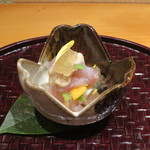 日本料理 幸庵 - 一塩甘鯛、野辺地かぶ、柿の加減酢ジュレ掛け