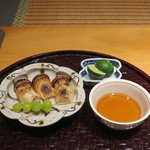 日本料理 幸庵 - 松茸と銀杏の松葉焼き取り分け後