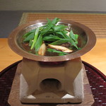 日本料理 幸庵 - 松茸、アワビタケ、黒毛和牛、九条ねぎのすき煮