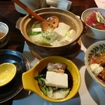 しょうわ - 秋セット (湯豆腐、カキフライ、マグロのヅケ丼) 1,000円