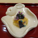 銀座 しのはら - 玉子豆腐、活きボタンエビ、〆あかざ海老　