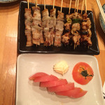博多やきとり かわ庵 - 豚バラ、ねぎま、トマトスライス￥２００