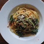 ハングアウトコーヒー - ポルチーニダケと３種キノコのクリームパスタ