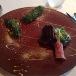 レストラン マノワ - ランチコースのボタンエビを使用した前菜。