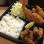 とんかつ春 - 斜めから盛り合わせ