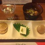 蕗の薹 - いぶりがっこ、ごま豆腐（京都嵯峨野）、山形名物「玉こんにゃく」、「芋煮」