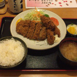 Tonkatsu Shouriki - カキとメンチの盛り合わせ定食