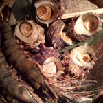 炭の家 - サザエ・特大車海老